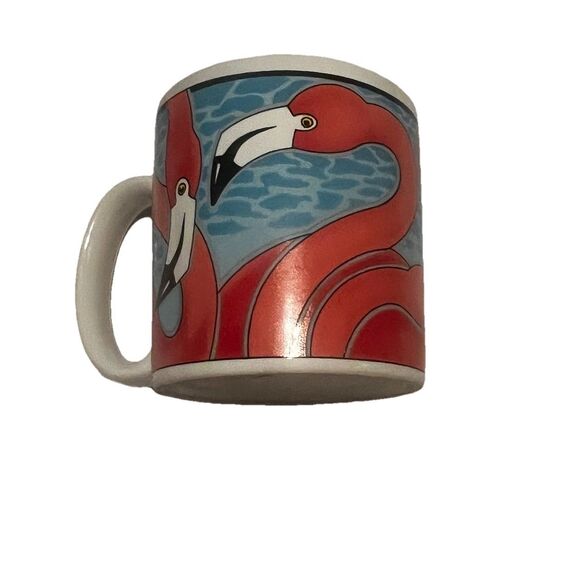 Vintage 1990 Vandor Flamingo Mug Pelzman Designs Retro Tropical Ceramic Mug - Picture 2 of 7